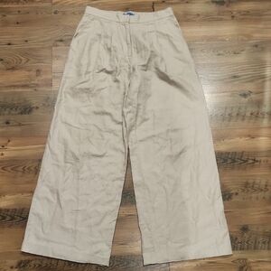 J. McLaughlin Linen Blend Wide Leg  Pleated Stretch Waist Tan Beige Small 4